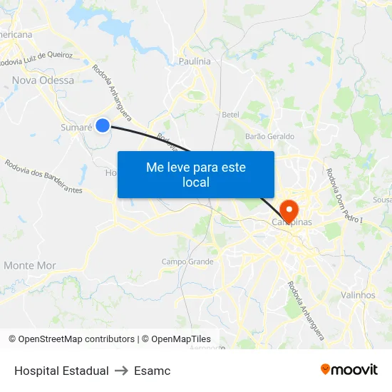 Hospital Estadual to Esamc map