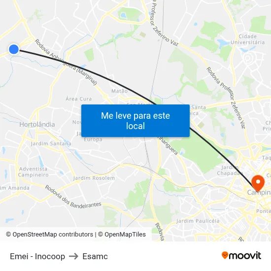 Emei - Inocoop to Esamc map