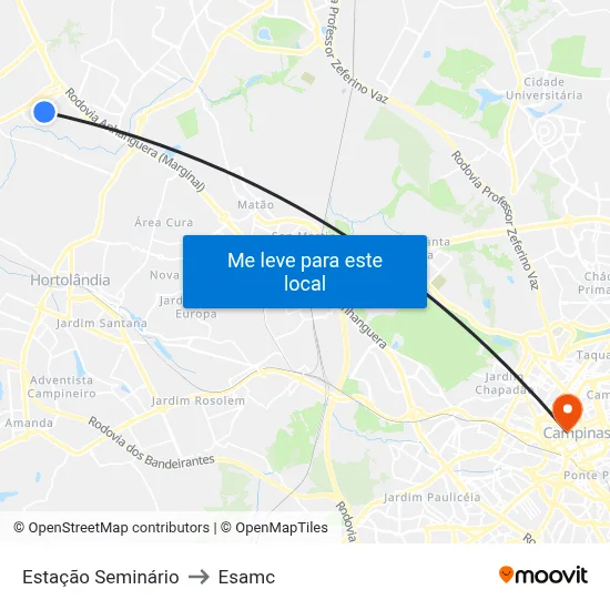 Estação Seminário to Esamc map