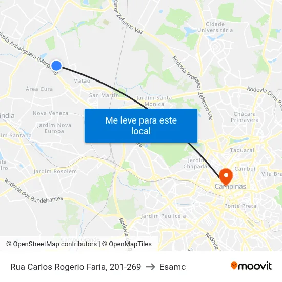 Rua Carlos Rogerio Faria, 201-269 to Esamc map