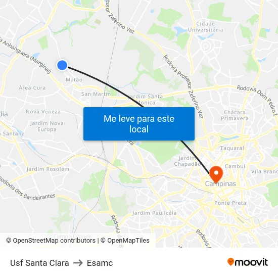 Usf Santa Clara to Esamc map