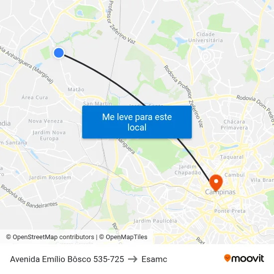 Avenida Emílio Bôsco 535-725 to Esamc map