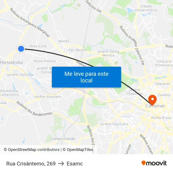 Rua Crisântemo, 269 to Esamc map