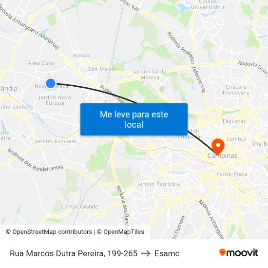 Rua Marcos Dutra Pereira, 199-265 to Esamc map