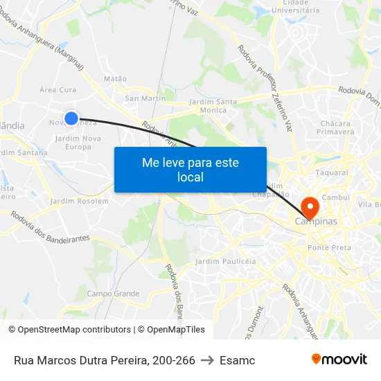Rua Marcos Dutra Pereira, 200-266 to Esamc map