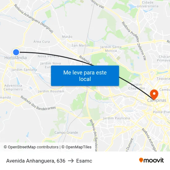 Avenida Anhanguera, 636 to Esamc map