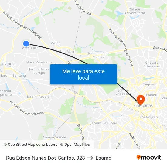 Rua Édson Nunes Dos Santos, 328 to Esamc map