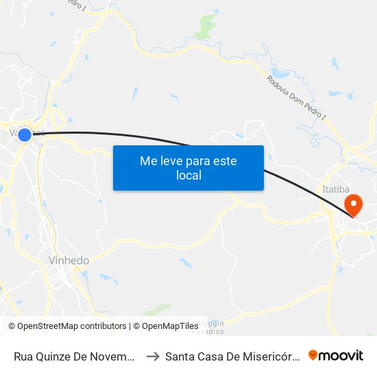 Rua Quinze De Novembro, 256-328 to Santa Casa De Misericórdia De Itatiba map