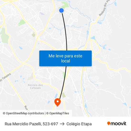 Rua Mercídio Pazelli, 523-697 to Colégio Etapa map
