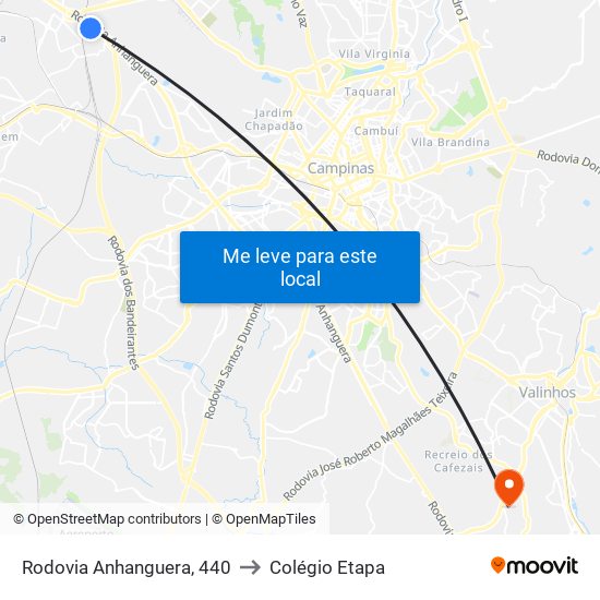 Rodovia Anhanguera, 440 to Colégio Etapa map