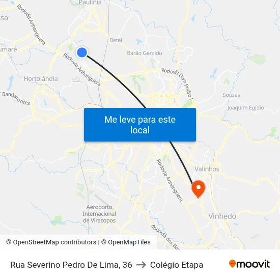 Rua Severino Pedro De Lima, 36 to Colégio Etapa map
