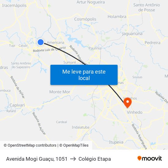 Avenida Mogi Guaçu, 1051 to Colégio Etapa map