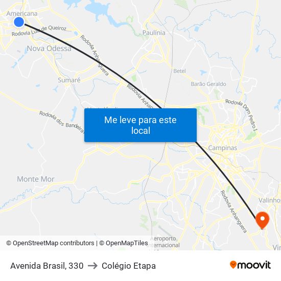 Avenida Brasil, 330 to Colégio Etapa map