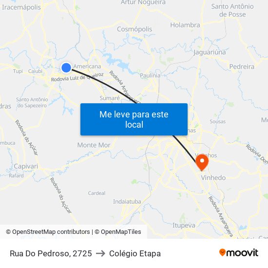 Rua Do Pedroso, 2725 to Colégio Etapa map