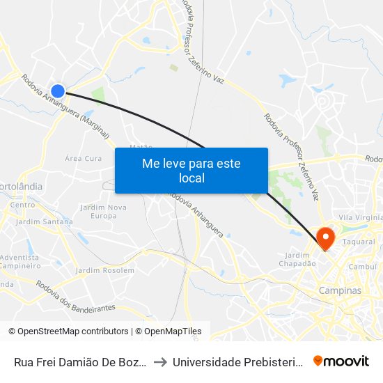 Rua Frei Damião De Bozzano, 589-757 to Universidade Prebisteriana Mackenzie map