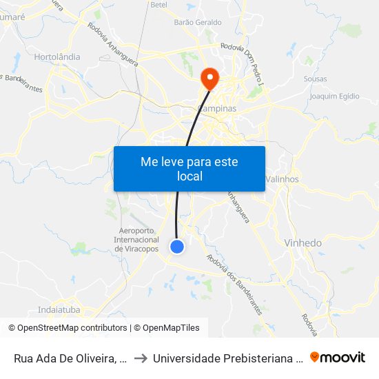 Rua Ada De Oliveira, 161-319 to Universidade Prebisteriana Mackenzie map