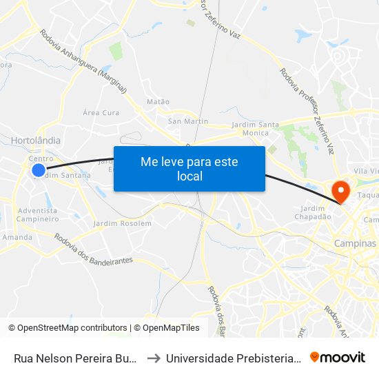 Rua Nelson Pereira Bueno, 407-417 to Universidade Prebisteriana Mackenzie map