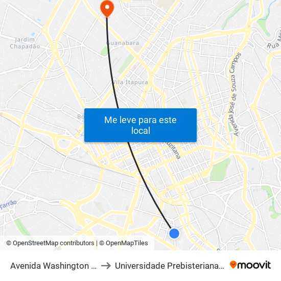 Avenida Washington Luís, 217 to Universidade Prebisteriana Mackenzie map