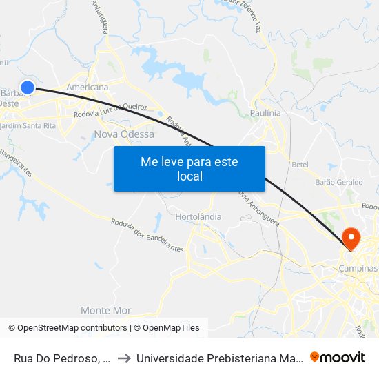 Rua Do Pedroso, 2725 to Universidade Prebisteriana Mackenzie map
