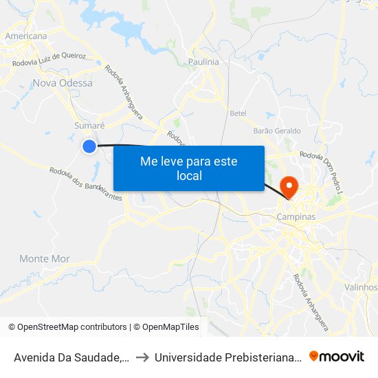 Avenida Da Saudade, 762-800 to Universidade Prebisteriana Mackenzie map