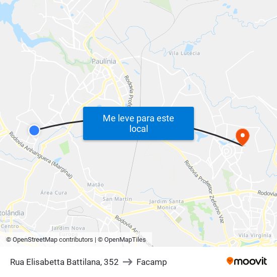 Rua Elisabetta Battilana, 352 to Facamp map