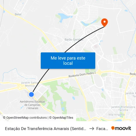 Estação De Transferência Amarais (Sentido Centro) to Facamp map