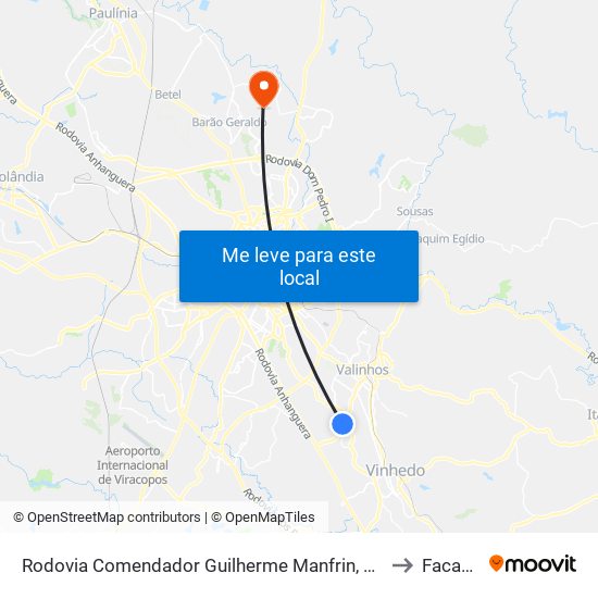 Rodovia Comendador Guilherme Manfrin, 428-476 to Facamp map