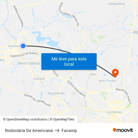 Rodoviária De Americana to Facamp map