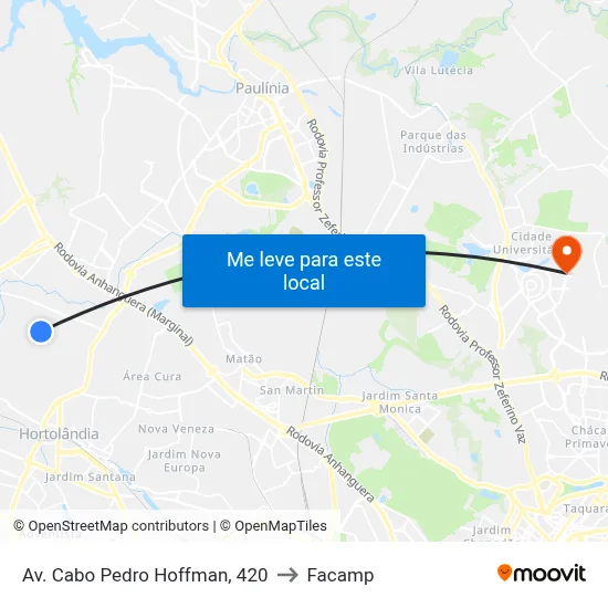 Av. Cabo Pedro Hoffman, 420 to Facamp map