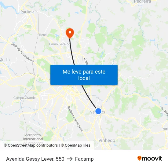 Avenida Gessy Lever, 550 to Facamp map
