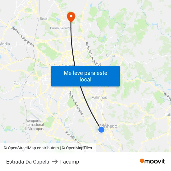 Estrada Da Capela to Facamp map