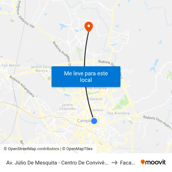 Av. Júlio De Mesquita - Centro De Convivência to Facamp map