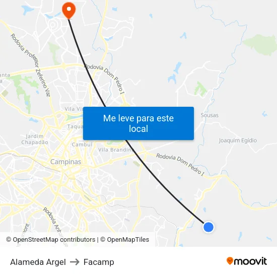 Alameda Argel to Facamp map