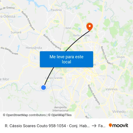 R. Cássio Soares Couto 958-1054 - Conj. Hab. Parque Itajai Campinas - SP Brasil to Facamp map