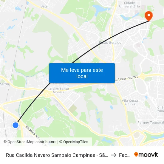 Rua Cacilda Navaro Sampaio Campinas - São Paulo 13067 Brasil to Facamp map
