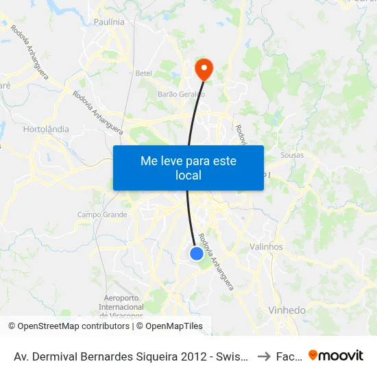 Av. Dermival Bernardes Siqueira 2012 - Swiss Park Campinas - SP Brasil to Facamp map