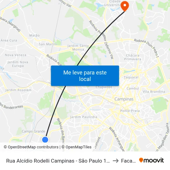 Rua Alcídio Rodelli Campinas - São Paulo 13059 Brasil to Facamp map