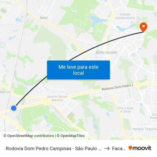 Rodovia Dom Pedro Campinas - São Paulo 13069 Brasil to Facamp map