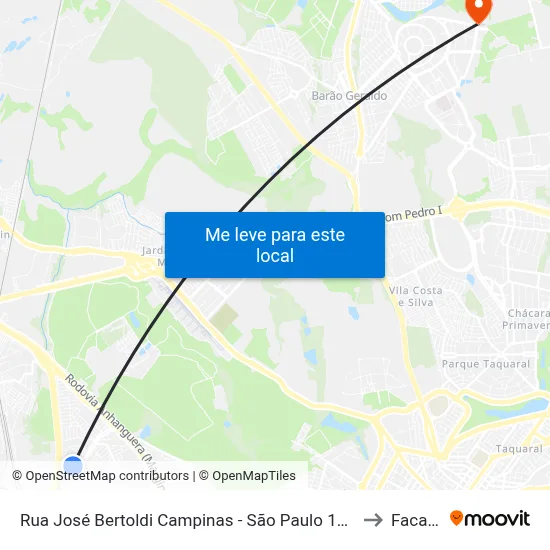 Rua José Bertoldi Campinas - São Paulo 13067 Brasil to Facamp map