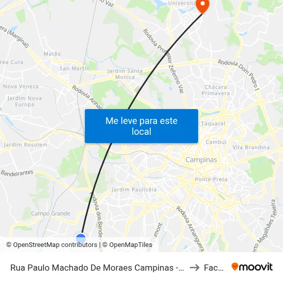 Rua Paulo Machado De Moraes Campinas - São Paulo Brasil to Facamp map