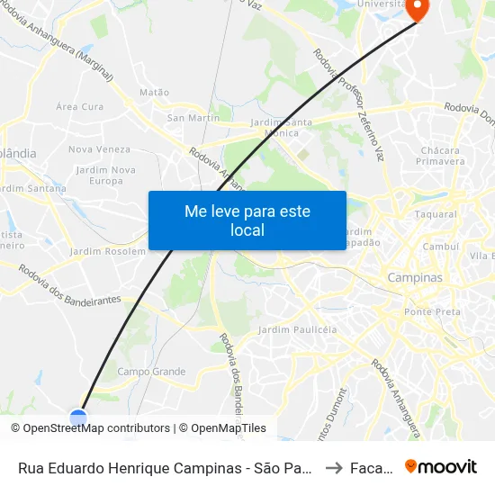 Rua Eduardo Henrique Campinas - São Paulo Brasil to Facamp map