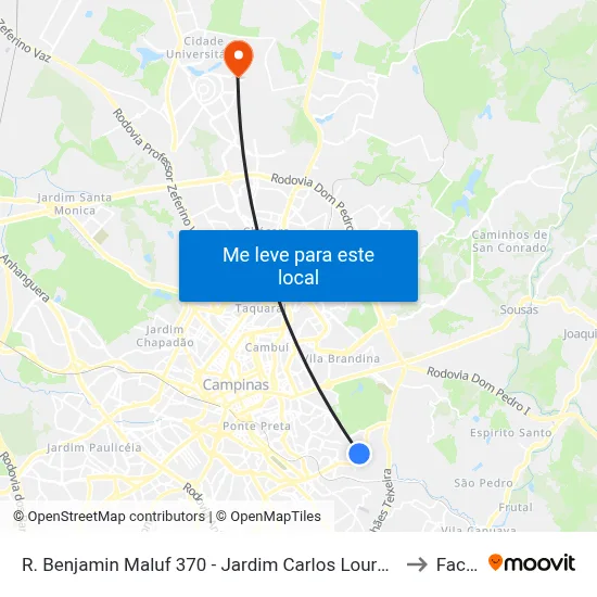 R. Benjamin Maluf 370 - Jardim Carlos Lourenço Campinas - SP Brasil to Facamp map
