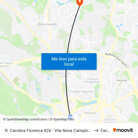 R. Carolina Florence 826 - Vila Nova Campinas - SP 13073-076 Brasil to Facamp map