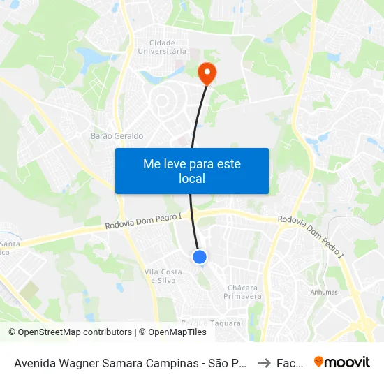 Avenida Wagner Samara Campinas - São Paulo 13081 Brasil to Facamp map