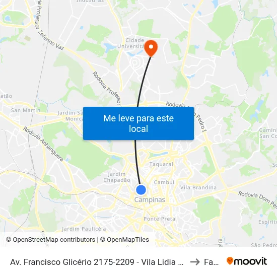 Av. Francisco Glicério 2175-2209 - Vila Lidia Campinas - SP 13012-100 Brasil to Facamp map
