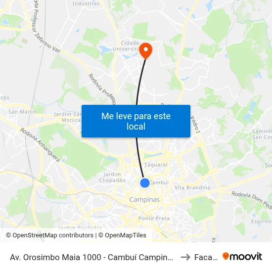 Av. Orosimbo Maia 1000 - Cambuí Campinas - SP Brasil to Facamp map