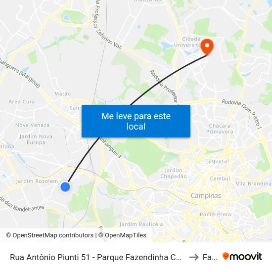Rua Antônio Piunti 51 - Parque Fazendinha Campinas - SP República Federativa Do Brasil to Facamp map