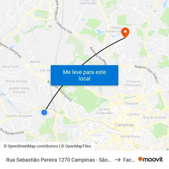 Rua Sebastião Pereira 1270 Campinas - São Paulo 13064-560 Brasil to Facamp map