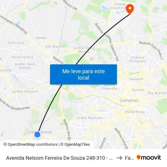 Avenida Nelsom Ferreira De Souza 248-310 - Jardim Florence Campinas - SP 13059-001 Brasil to Facamp map