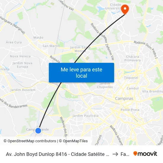 Av. John Boyd Dunlop 8416 - Cidade Satélite Íris Campinas - SP 13059-587 Brasil to Facamp map